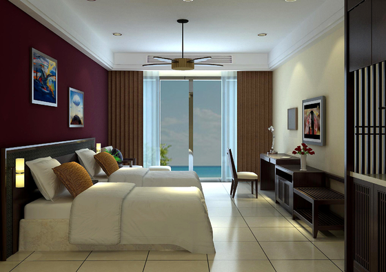 Nội thất phòng ngủ theo phong cách khách sạn ván ép