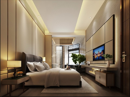 Bộ nội thất phòng ngủ khách sạn được chứng nhận SGS Bộ đầu giường đôi 1800 * 2000mm