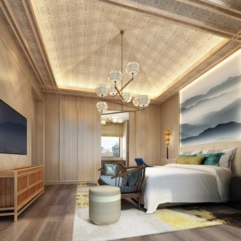 Nội thất phòng ngủ khách sạn bằng gỗ hiện đại Bộ bọc nhung