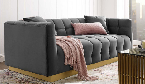 Thiết kế tiện dụng Ghế sofa nhung màu xám tùy chỉnh cho phòng khách