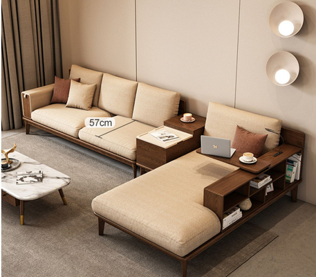 Nội thất biệt thự ISO9001 Màu óc chó với vải bọc Sofa hình chữ L