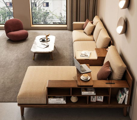 Nội thất biệt thự ISO9001 Màu óc chó với vải bọc Sofa hình chữ L