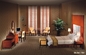 Bộ đồ nội thất phòng ngủ khách sạn màu anh đào Gelaimei với bàn trang điểm bằng gỗ rắn